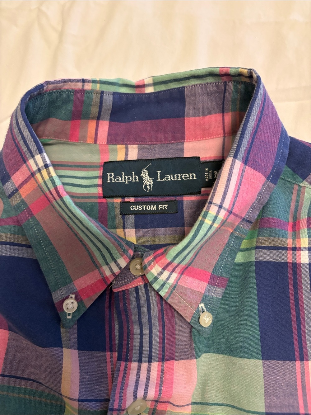 Ralph Lauren Plaid Button-Down Shirt — Pink, Blue & Green